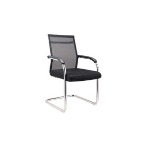 DB171B mesh visitors chair with chrome arms and chrome sleigh base