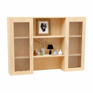 Server top unit 1800mm with glass hinged doors and lockable bookcase