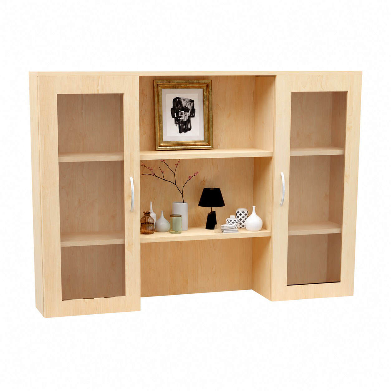Server top unit 1800mm with glass hinged doors and lockable bookcase
