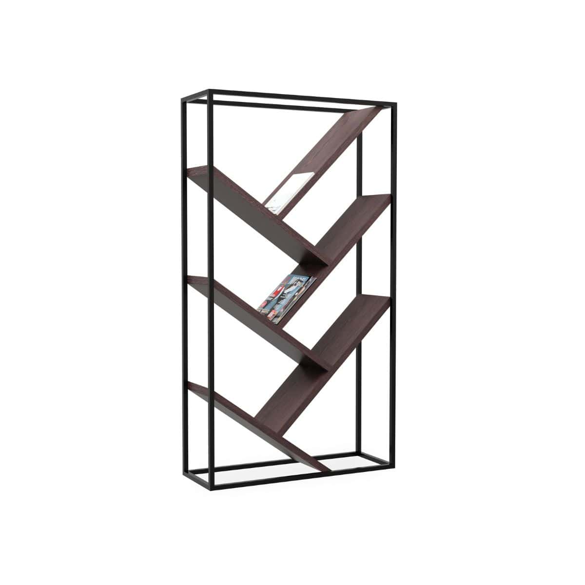 Angled 3 tier bookcase 1800mm H x 1000mm W x 400mm D with metal frame