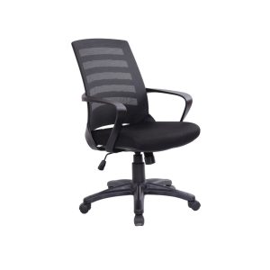Black Nite operator chair with mesh back, black seat and black nylon base