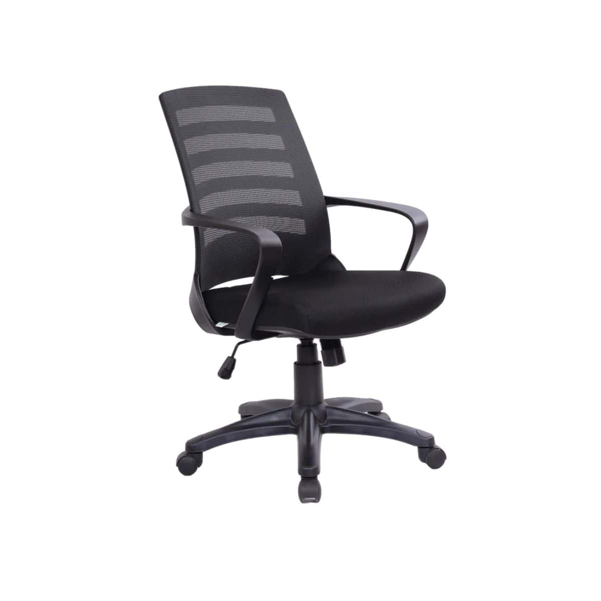 Black Nite operator chair with mesh back, black seat and black nylon base
