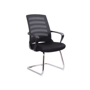 Black Nite visitor chair with mesh back and seat and chrome sleigh frame