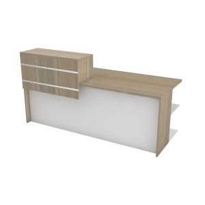 Ceta reception unit 2700mm two tone melamine waterfall podium desk