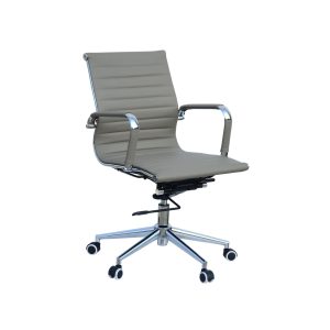 CH2801 Classic Pleather Medium Back Office Chair with Chrome Arms and Chrome Pyramid Base