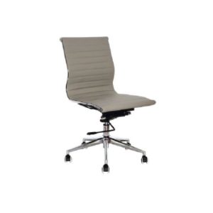 CH2802 Classic Pleather Medium Back Office Chair No Arms with Chrome Pyramid Base