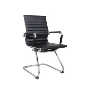 CH2803 Genuine Leather Visitor Chair with Chrome Sleigh Frame and Chrome Arms