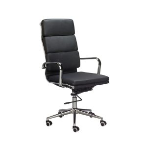 CH3300 Executive Pleather High Back Office Chair with Chrome Arms and Chrome Pyramid Base