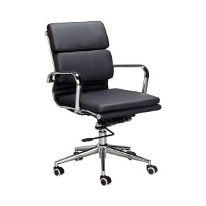 CH3301 Executive Pleather Medium Back Office Chair with Chrome Arms and Chrome Pyramid Base