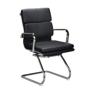 CH3303 Executive Pleather Visitor Chair with Chrome Sleigh Frame and Extra Thick Padding