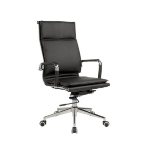 CH4400 Executive Pleather High Back Office Chair with Chrome Arms and Chrome Pyramid Base