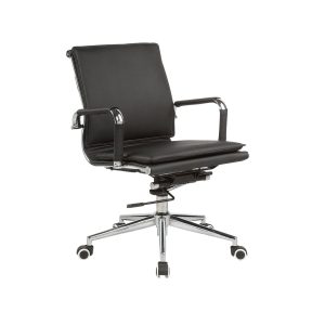 CH4401 Executive Pleather Medium Back Office Chair with Chrome Arms and Chrome Pyramid Base