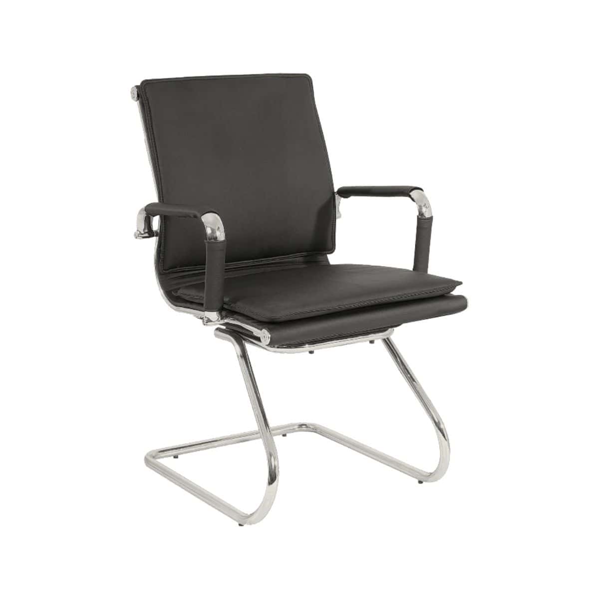 CH4403 Executive Pleather Visitor Chair with Chrome Sleigh Frame and Padded Seat
