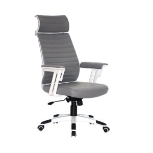 CHW4700D grey executive office chair high back with white frame and headrest