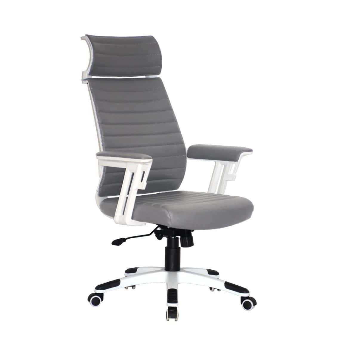 CHW4700D grey executive office chair high back with white frame and headrest