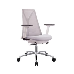 CHW6101 white ergonomic mesh office chair with adjustable arms and aluminium base