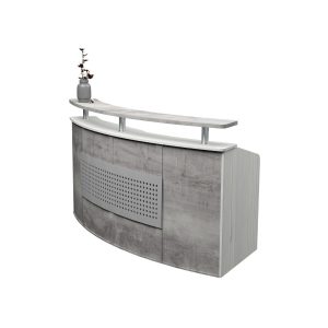 Curved reception unit 2400mm modern front desk with metal panel insert