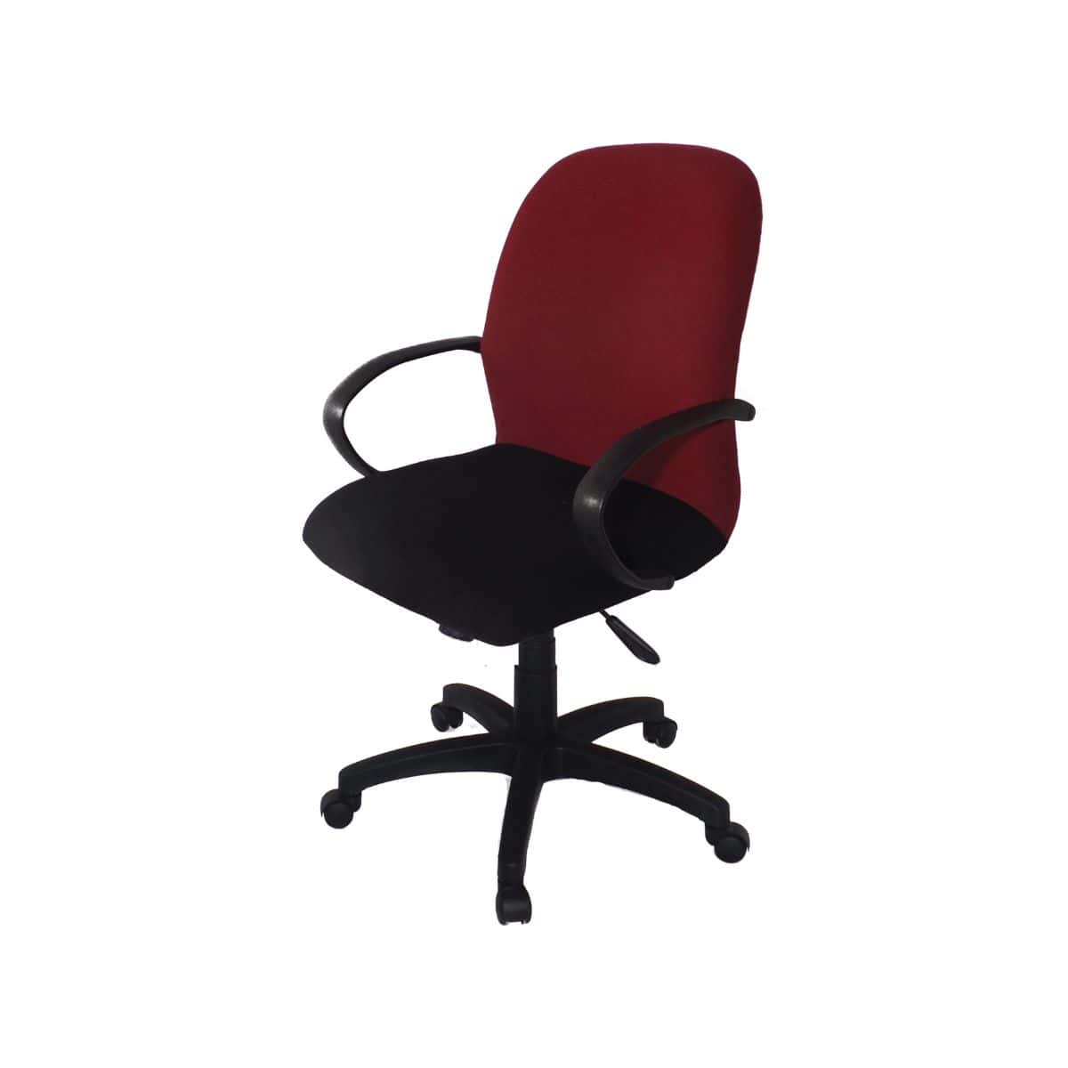 Echo mid back office chair with upholstered seat, C armrests and swivel tilt mechanism