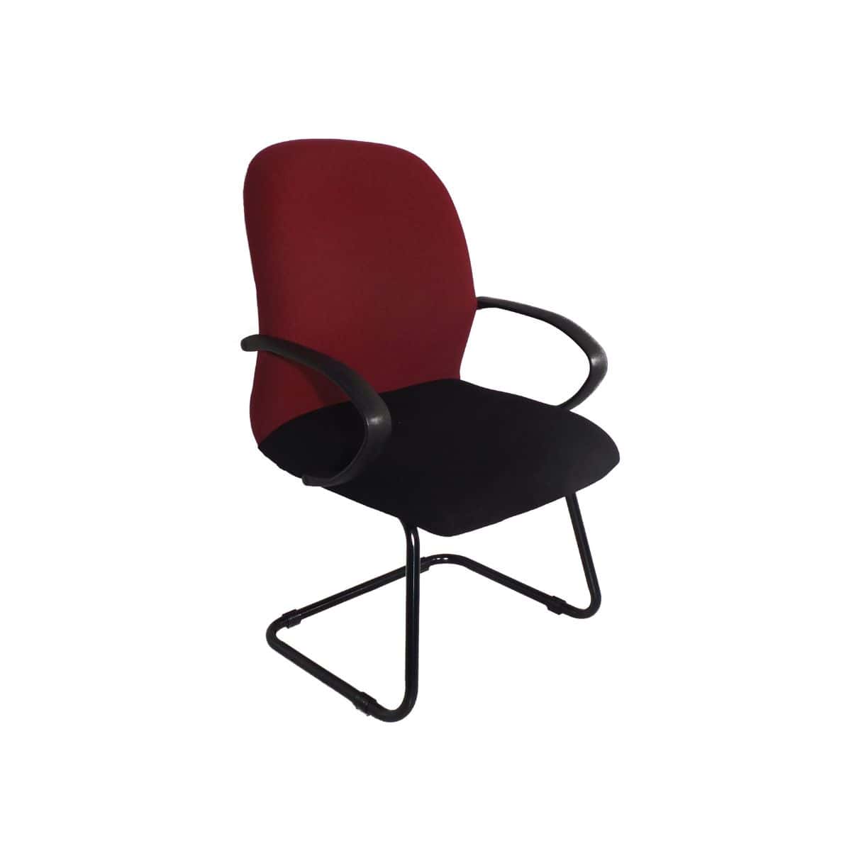 Echo visitor chair with upholstered seat, C armrests and black powder coated sleigh base