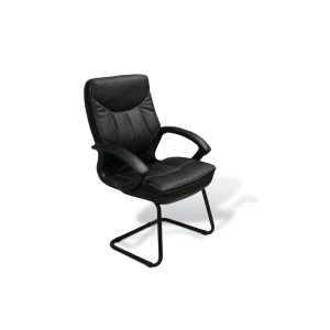 Mustang visitors chair with black powder-coated sleigh base and padded C armrests