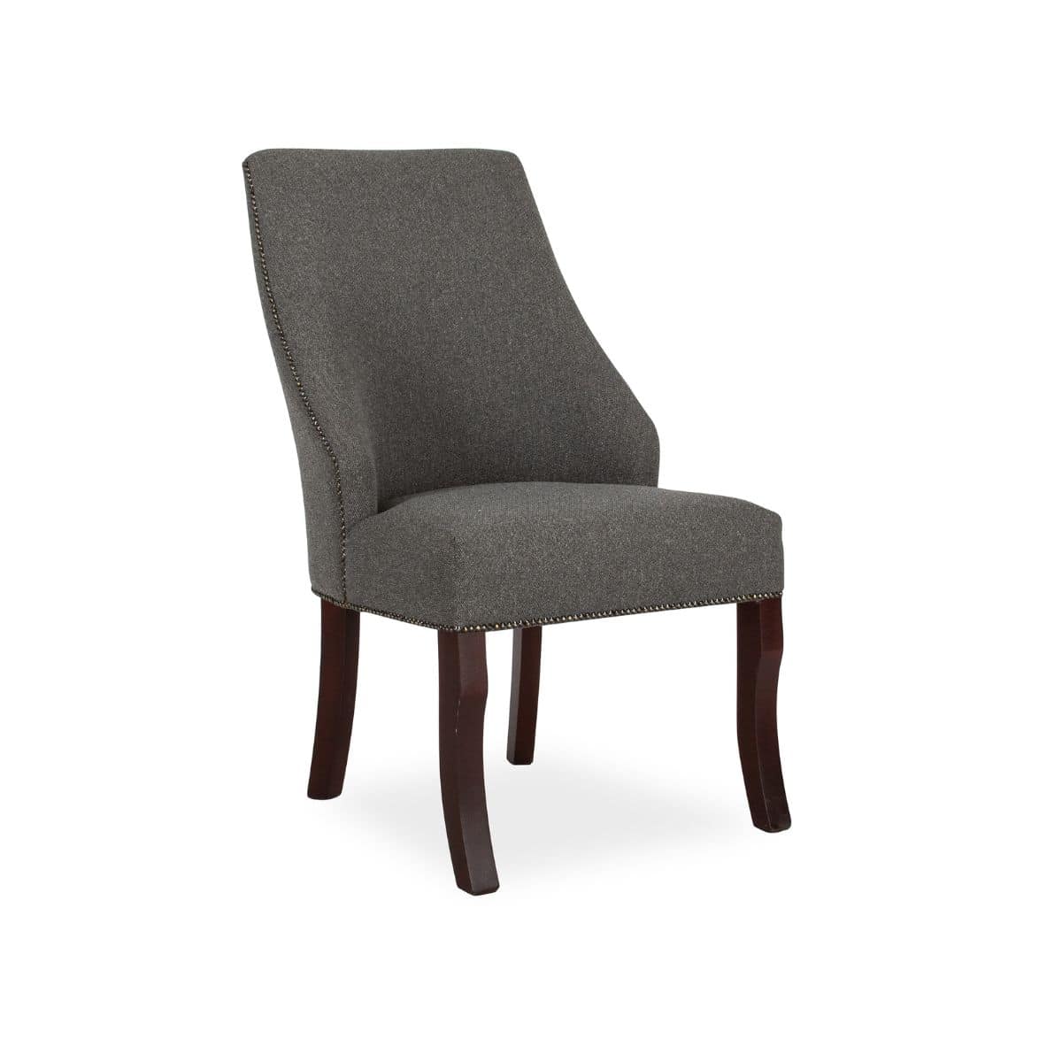 Paisley dining chair with curved upholstered back and mahogany stained meranti wood legs