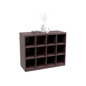12 compartment pigeon hole storage unit 1000mm H x 1264mm W x 400mm D in dark wood finish