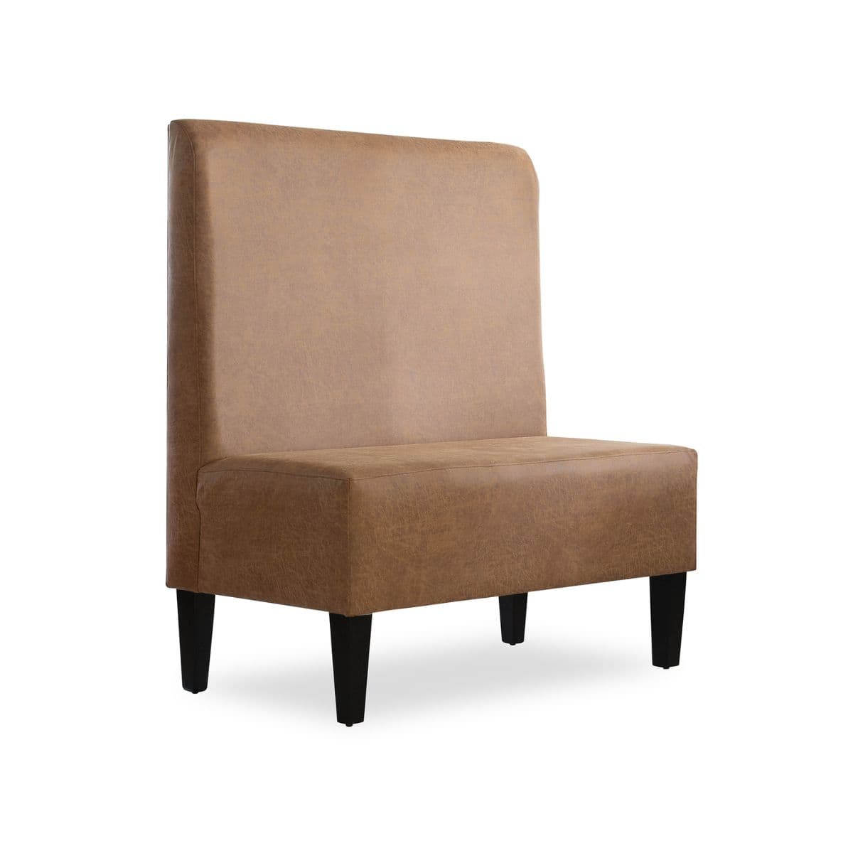 Restaurant bench 1800 upholstered dining bench with Meranti stained mahogany legs