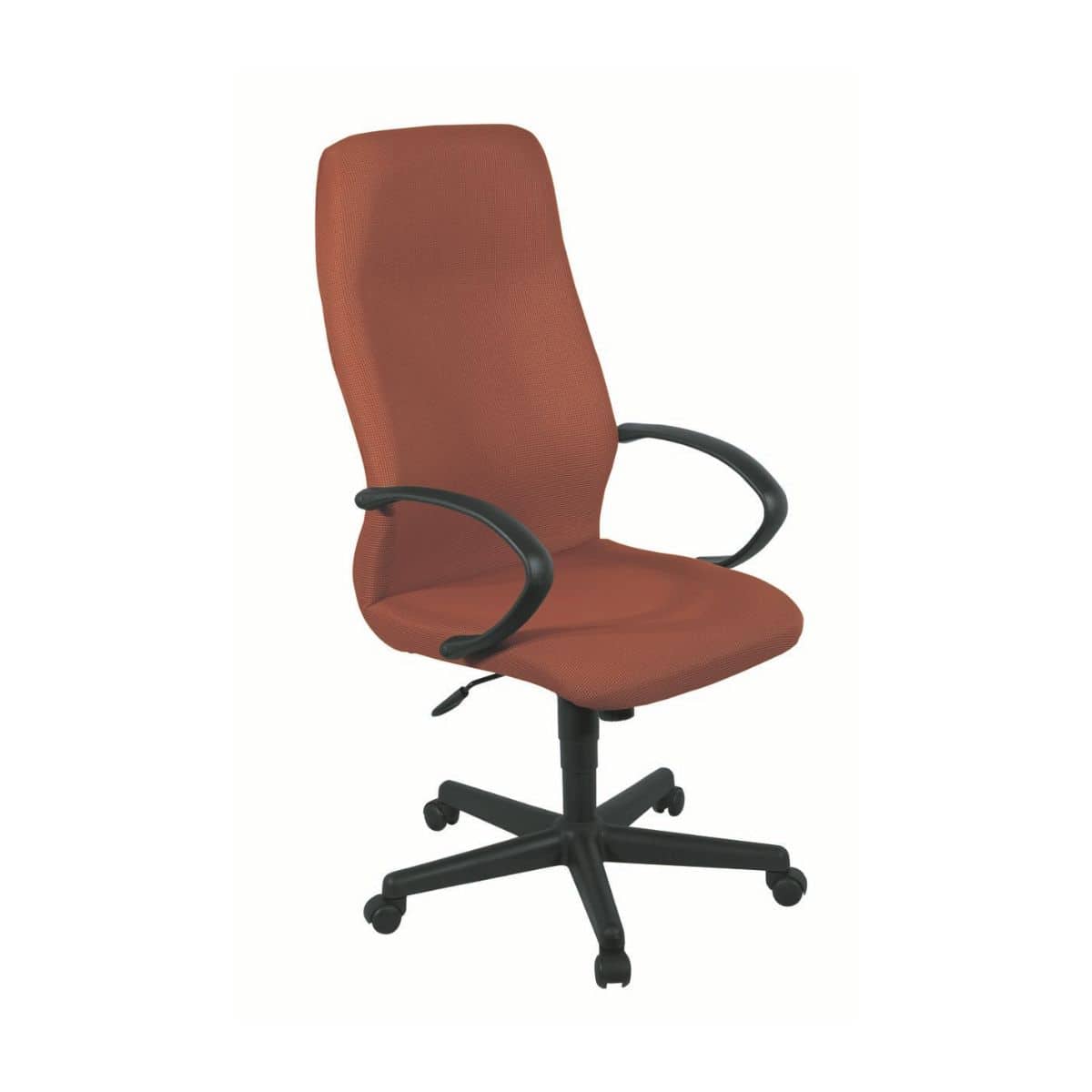 Texas high back office chair with upholstered seat, C armrests and swivel tilt mechanism