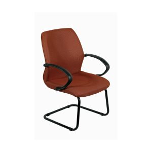 Texas Visitors Chair with upholstered seat, C armrests and black powder-coated sleigh base