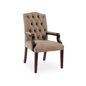 Tripoli dining chair upholstered armchair with Meranti stained mahogany legs and arms