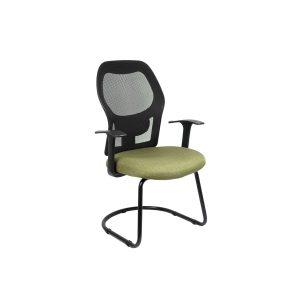 Airo visitor chair with black powder coated frame, breathable mesh backrest and moulded foam seat