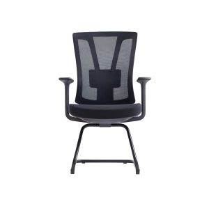 C4005B black mesh visitor chair with nylon armrests and black sleigh base