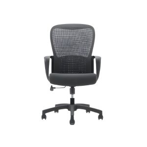 C4022 black medium back mesh office chair with chrome base and padded seat