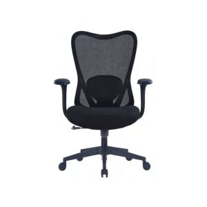C4023A black mesh medium back office chair with adjustable lumbar support and padded armrests