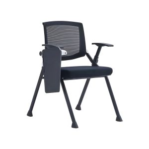 C4041 folding conference chair with writing tablet, stackable design and black steel frame