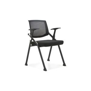 C4041 folding conference chair with black steel frame, stackable design and armrests