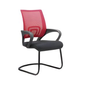 DB081B mesh visitor chair with steel sleigh base and plastic armrests