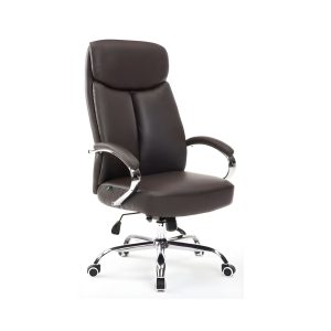 DB182 high back PU leather chair with padded chrome armrests and chrome base