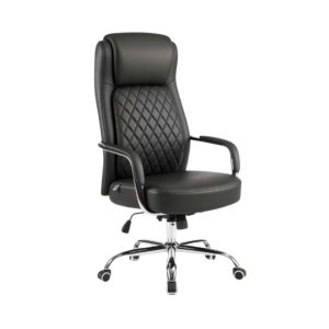 DB183 high back PU leather chair with diamond stitched backrest and chrome base