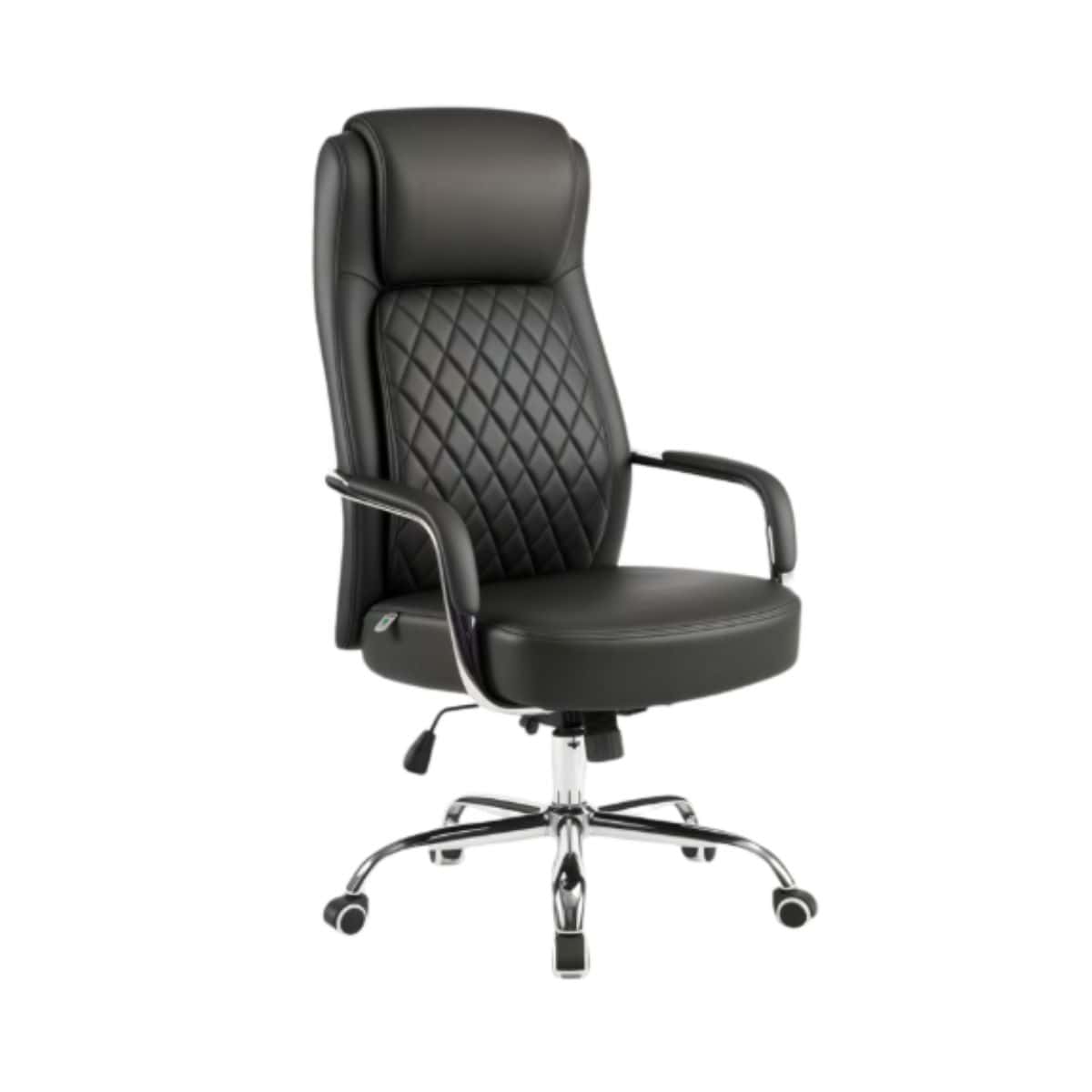 DB183 high back PU leather chair with diamond stitched backrest and chrome base
