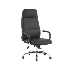 DB186 high back PU leather chair with chrome armrests and chrome base