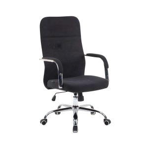 DB189 black fabric high back office chair with chrome base and padded armrests