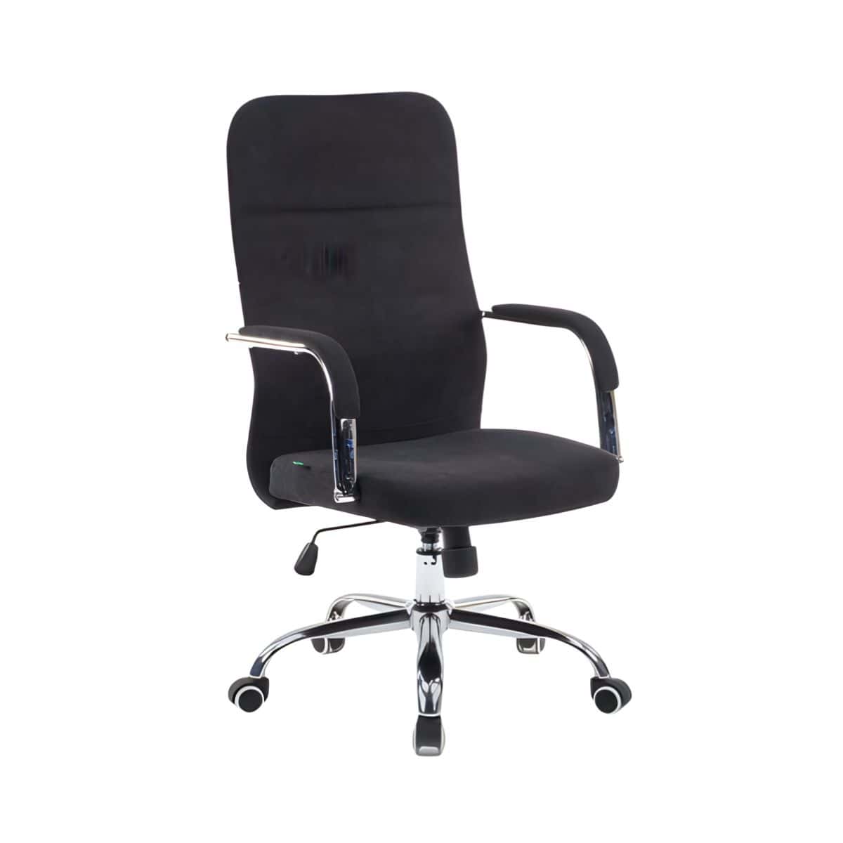 DB189 black fabric high back office chair with chrome base and padded armrests