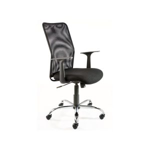 Eco Net high back office chair with arms featuring black mesh backrest and nylon 5-star base on castors