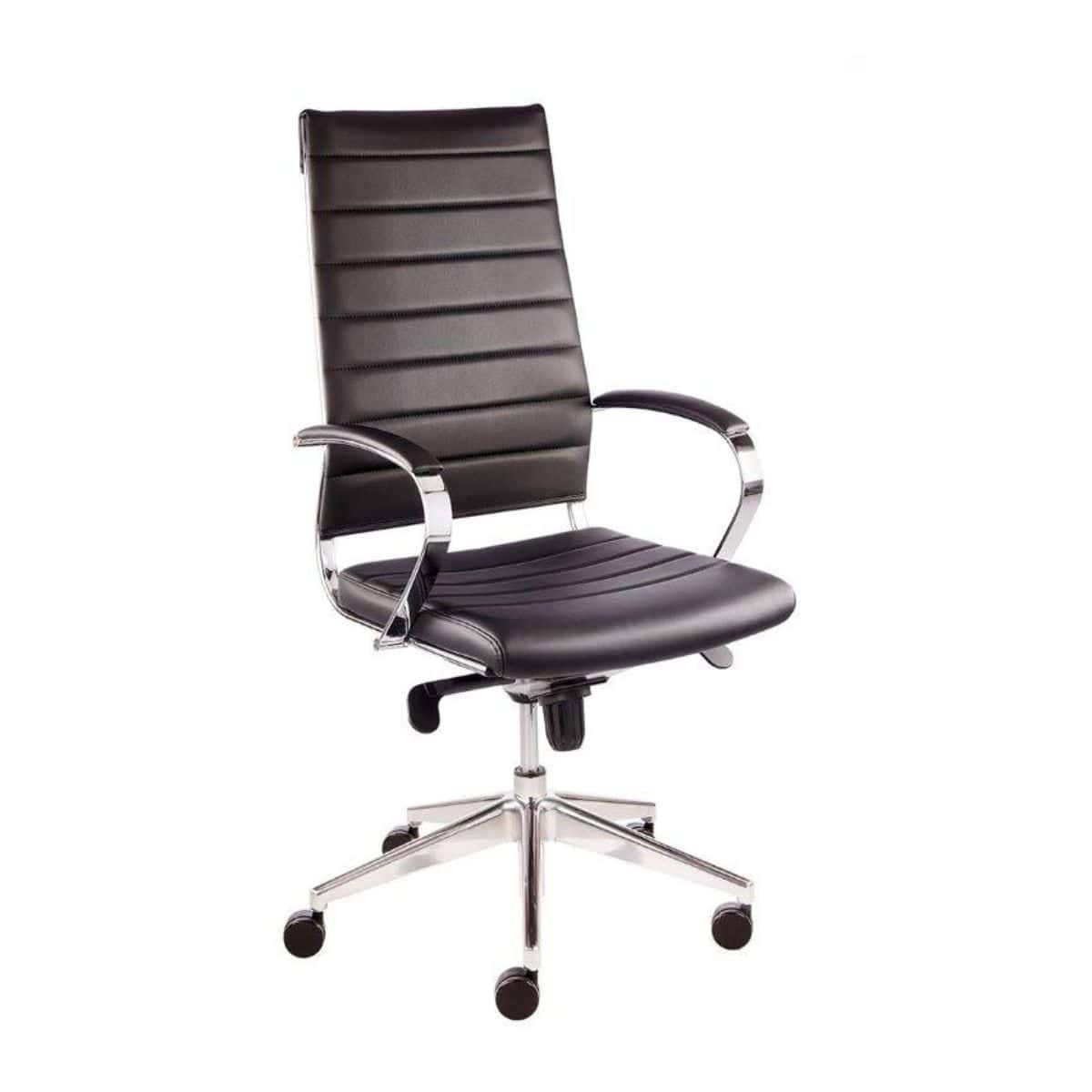 Fastrack Duke bonded high back office chair with aluminium base and black bonded leather