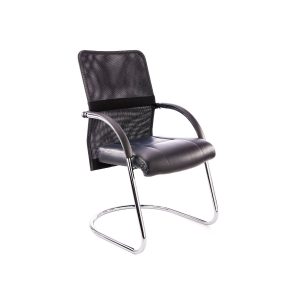 Fastrack Ice visitor chair with chrome sleigh frame, mesh lumbar backrest and PU arm caps