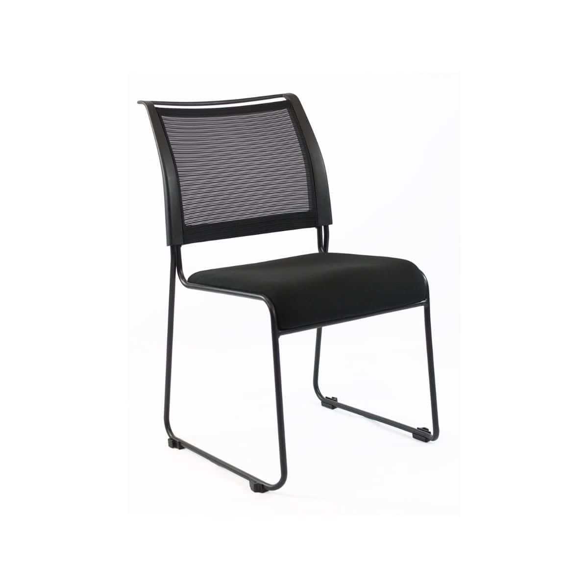 Fastrack Melfi side chair with black sleigh base, netted backrest and upholstered seat