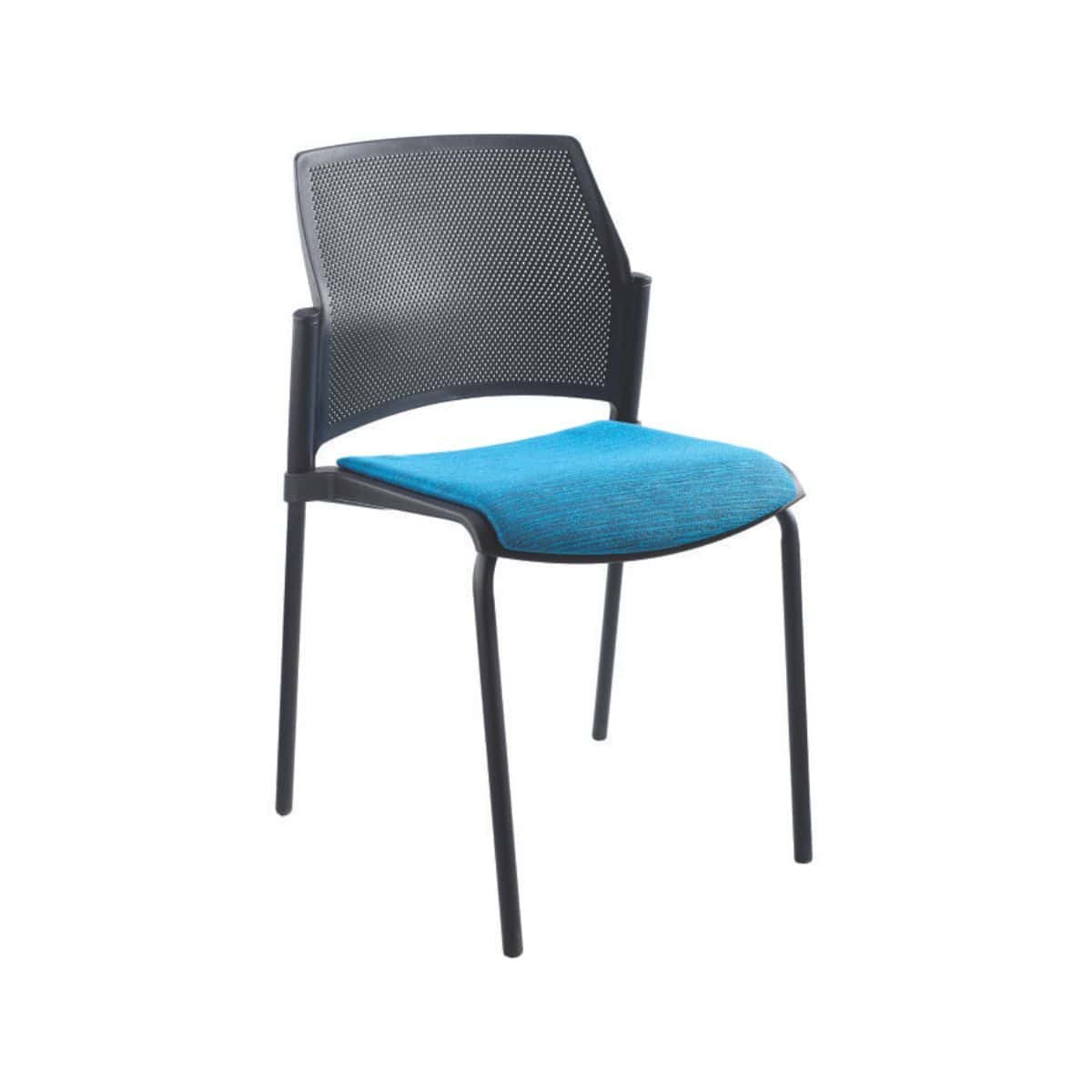 Flick soft side chair stackable with upholstered seat and perforated backrest