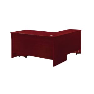 B035 L-shaped mahogany executive desk with mobile pedestal storage