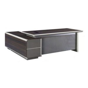 M316 dark oak L-shape desk with integrated right-hand side storage and modern executive office design